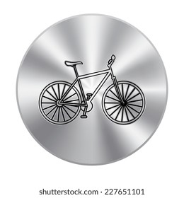Vector metal button with Bicycle icon