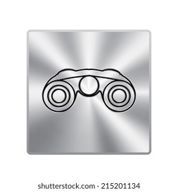 Vector metal button with  Binocular Icon Symbol Set