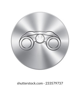  Vector metal button with  Binocular Icon Symbol Set