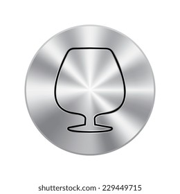 Vector metal button with brandy glass