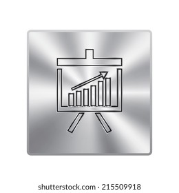 Vector metal button with Vector Business Growing Chart Presentation Icon