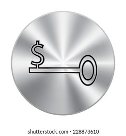 Vector metal button with Business Key Icon Vector