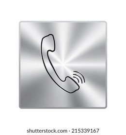Vector metal button with Calling Icon