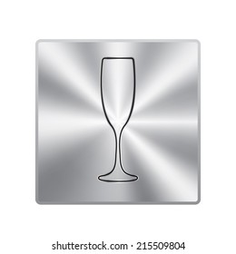 Vector metal button with champagne glasses