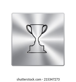 Vector metal button with champions cup icons