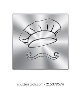 Vector metal button with Chef and cook hats set isolated