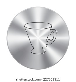 Vector metal button with coffee cup