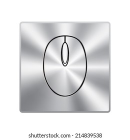 Vector metal button with computer mouse icon