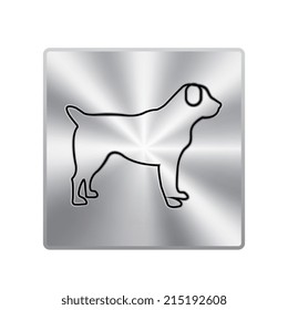 Vector metal button with dog icon