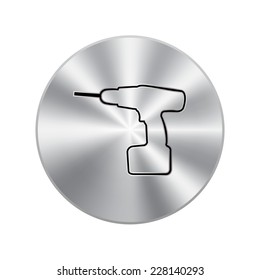 Vector metal button with Drill icon