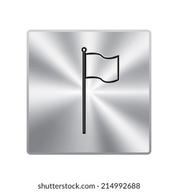 Vector metal button with flag icon