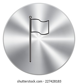 Vector metal button with flag icon