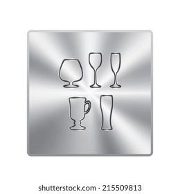   Vector metal button with Glass set or collection