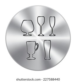 Vector metal button with Glass set or collection