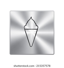 Vector metal button with ice cream  icon