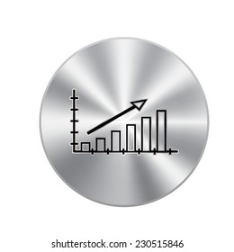 Vector metal button with  Infographic, chart icon. Business Management