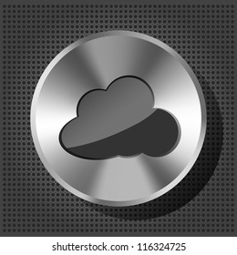 Vector metal button (knob)  with cloud icon