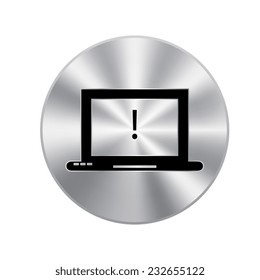 Vector metal button with Laptop Icon