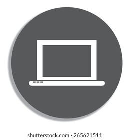 Vector metal button with Laptop Icon illustration  on a grey background