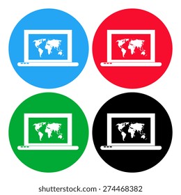 Vector metal button with Laptop Icon illustration