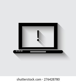 Vector metal button with Laptop Icon illustration on a grey background