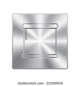 Vector metal button with Louvers rolls sign icon. Window blinds or jalousie symbol.