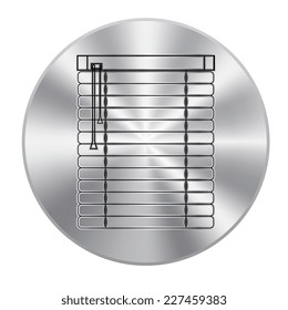 Vector metal button with Louvers sign icon. Window blinds or jalousie symbol.