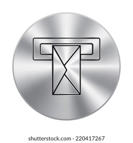  Vector metal button with Mail box icon