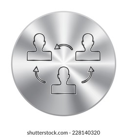 Vector metal button with Management, human resources, business persons and users