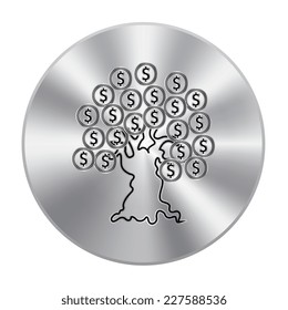 Vector metal button with Money tree