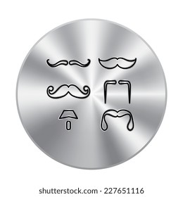 Vector metal button with Mustaches icons set