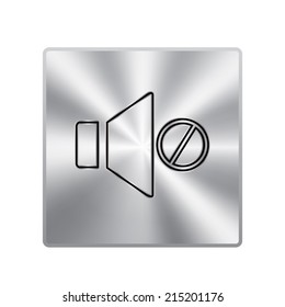 Vector metal button with Mute sound icon