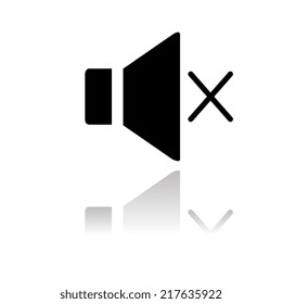 Vector metal button with Mute sound icon  with shadow