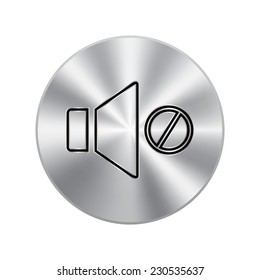 Vector metal button with Mute sound icon