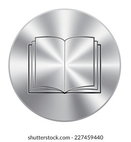 Vector metal button with Open book