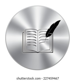 Vector metal button with Open book