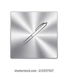 Vector metal button with pen icon