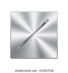 Vector metal button with  Pencil Icon
