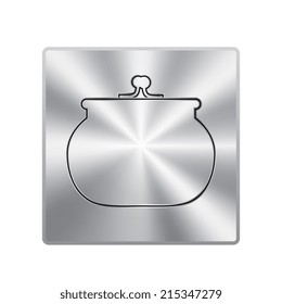 Vector metal button with purse icon