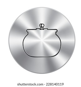 Vector metal button with purse icon