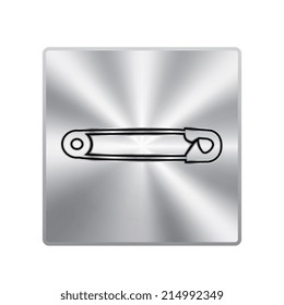Vector metal button with safety pins silhouettes