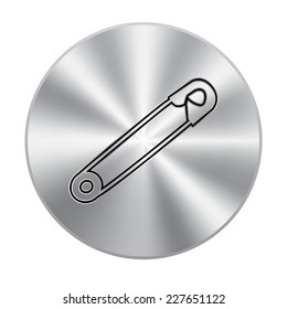 Vector metal button with safety pins silhouettes
