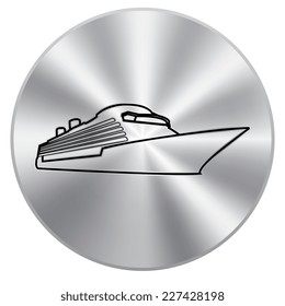 Vector metal button with ship icons 