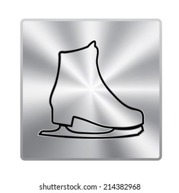 Vector metal button with Skating Icon