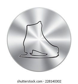 Vector metal button with  Skating Icon