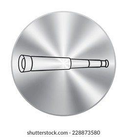 Vector metal button with Spyglass, vector, icon