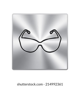 Vector metal button with Sunglasses icon