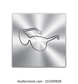 Vector metal button with  Sunglasses icon