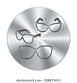 Vector metal button with Sunglasses icon