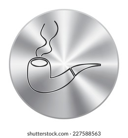 Vector metal button with Tobacco pipe